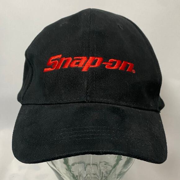 Snap On Tools Hat Mens One Size Black Embroidered Logo Spellout Strapback - Picture 1 of 7